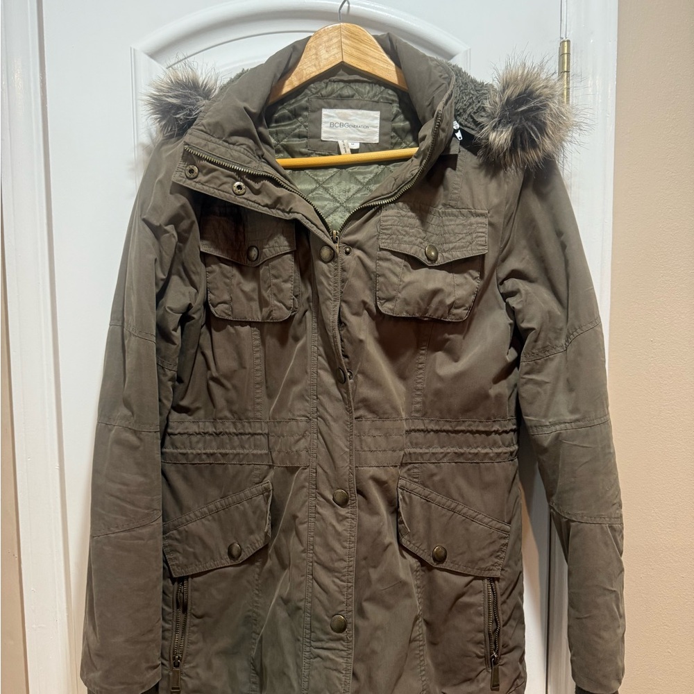 BCBGeneration Winter Jacket with Faux Fur Hood